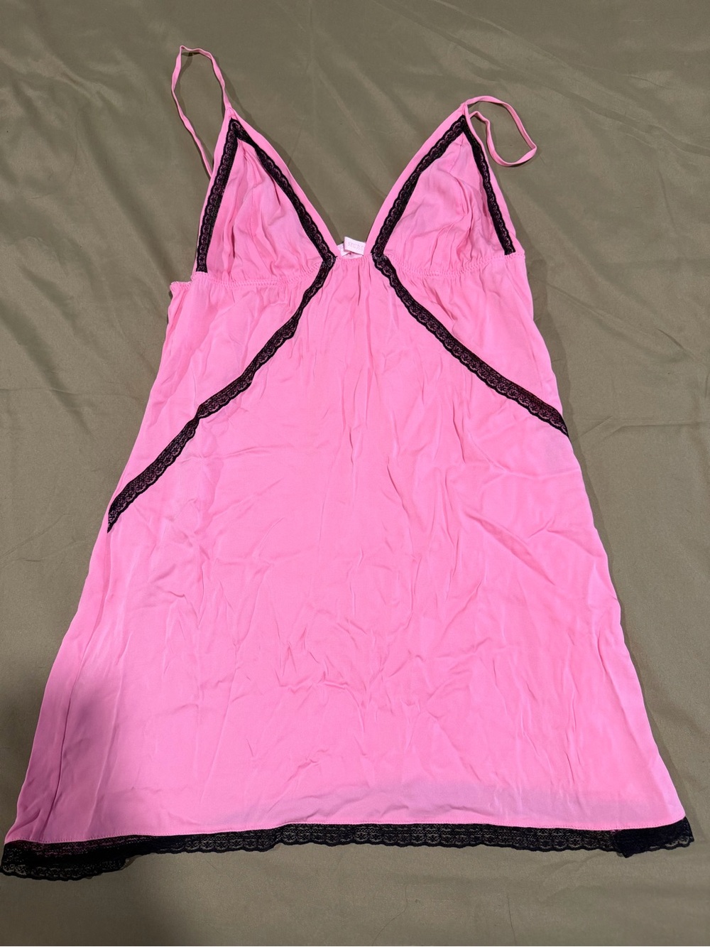 Victoria's Secret Pink Chemise with Black Lace Trim